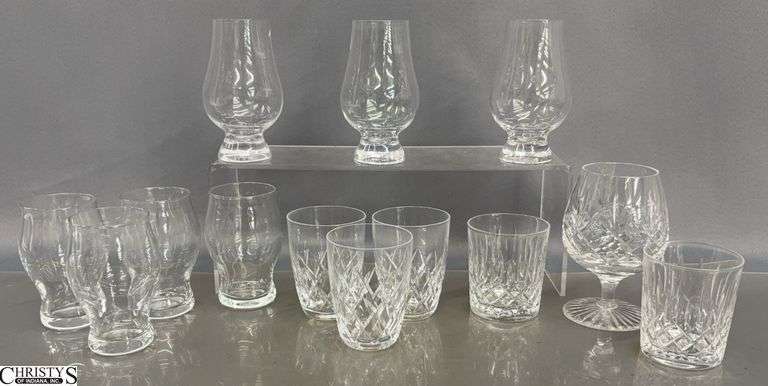 Crystal and Glass Sniftner and Cocktail Glasses - 5" of tallest image