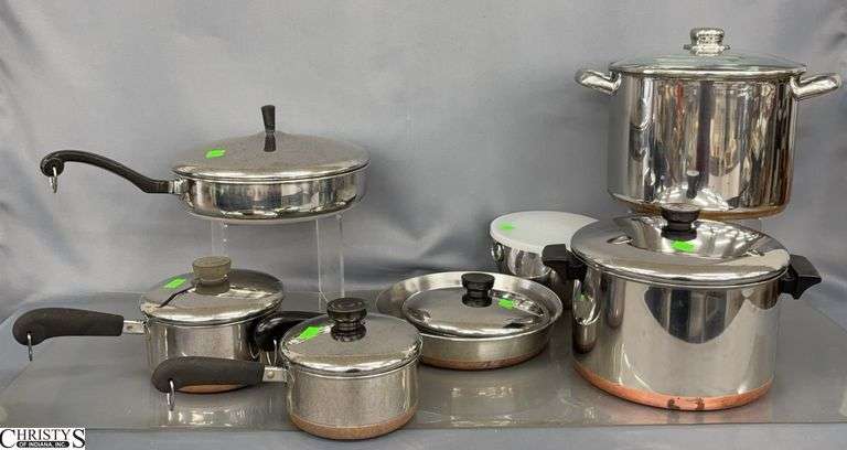 Reverveware and Farberware Pots and Pans - 10" x 7" of stock pot image