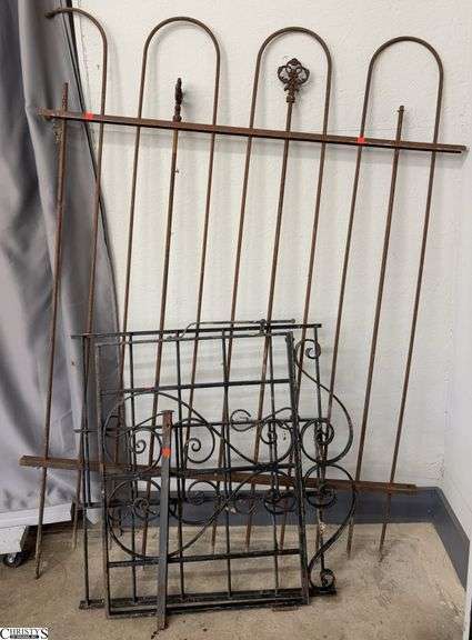 3 Wrought Iron Fence Pieces/Gate - 53" x 69" of largest piece image