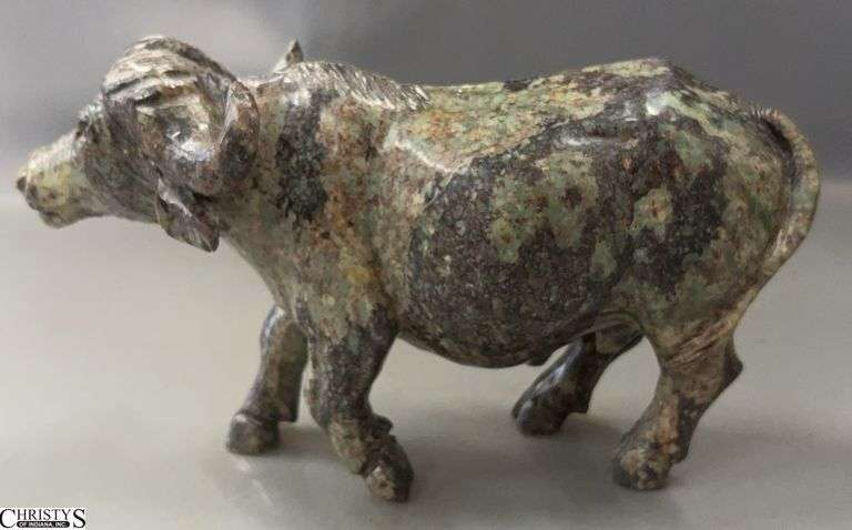 Heavy Carved Stone Water Buffalo Figurine - 9" x 5" image