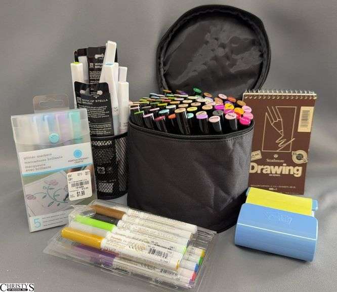 Wink Of Stella Brush Marker, Glitter Markers, Spectrum Noir Permanent Dual Tip Marker Set With Zipper Case image