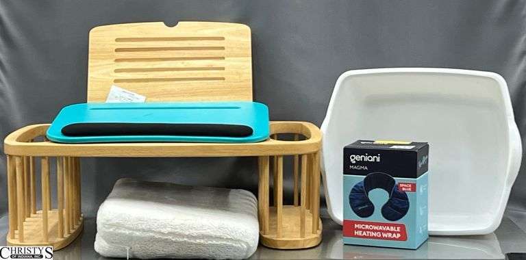 Wooden Lap Desk, Lap Desk, Microwaveable Neck Wrap, Small Pillow - 25" of lap desk image