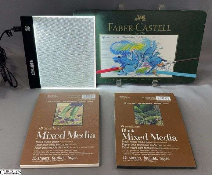 Mixed Media Paper Pads, Lighted Trace Pad, Faber Castell Watercolor Pencils image