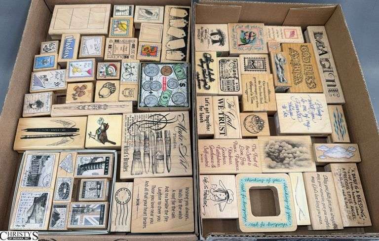 55 Woodblock Rubber Stamps Mostly Postage Stamps image