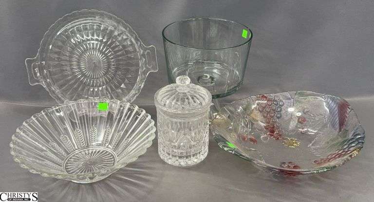 Glass Trifle Pedestal Bowl, Serving Bowls, Biscuit Jar - 9" of tallest image