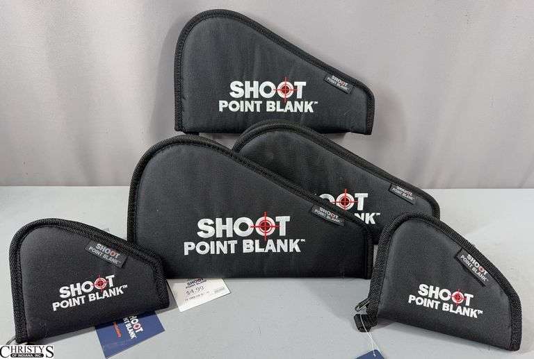 5 New Shoot Point Blank Pistol Covers.  Includes 3 Medium Pistol Bags and 2 X-Small Pistol Bags image