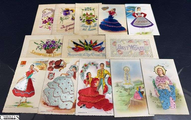 13 Embroidered Postcards Largest 5.5x3.5" image
