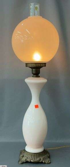 Soft Pink Glass Parlor Lamp - 32" T image