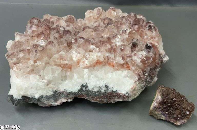 2 Amethyst Geode Pieces - 10" and 2.5" image