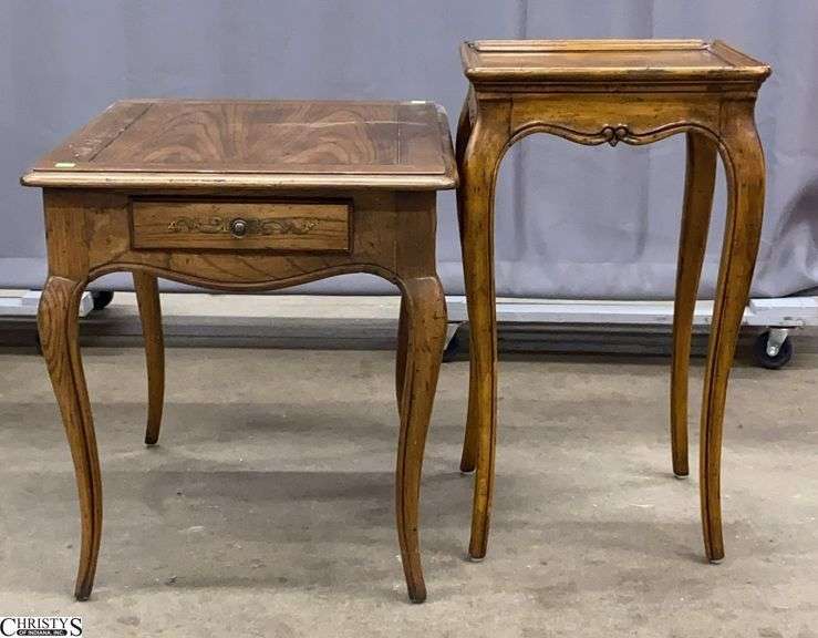 2 French Provincial Style Side Tables - 20" x 27" x 22" of single drawer table image