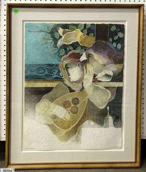 "The Sense of Taste" Signed Alvar Sunol Munoz Ramos Framed Embossed Lithograph, E. A. XIX/XXV - 26.5" X 32.5" of frame - Purchased at Gallery One in  1984- last photos are for authentication reference only image