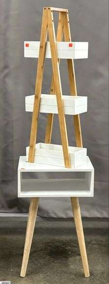 Modern Style Side and Tiered Organizer - 16" x 12" x 24" of side table - some surface wear image