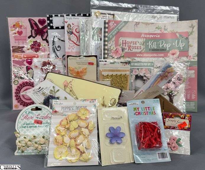 Paper Flowers, Pop Up Card Kit, Layered Flowers, Tassels, Garland, Chipboard Stickers image