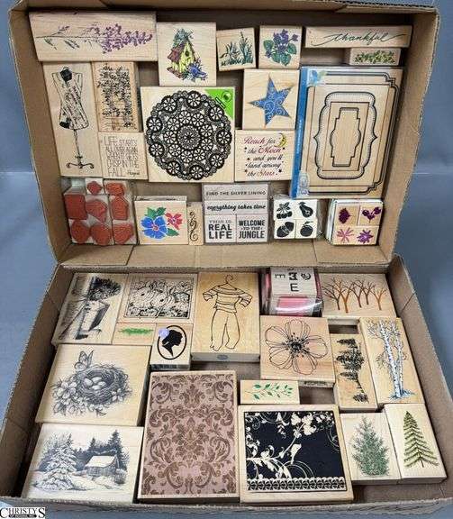 35 Wood Block Rubber Stamps, Stampendous and Other Makers, Sentiments, Flowers, Leaves, Landscape Images and More image