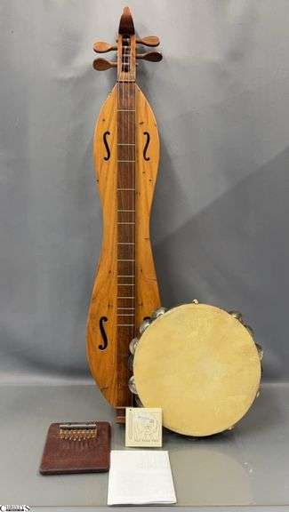 Mountain Dulcimer, Thumb Piano, and Tambourine - 34" of dulcimer image