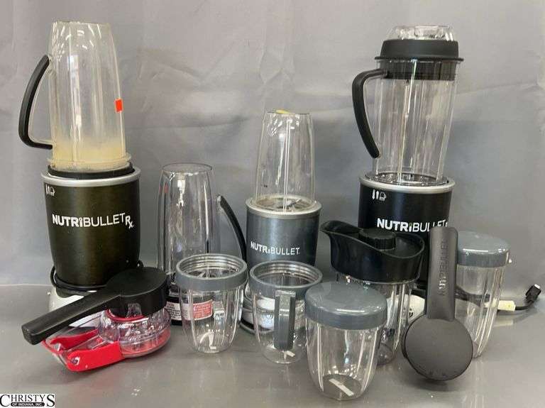 3 Nutribullet Bases and Various Blender Cups and Pitchers - 10" of largest blender base image