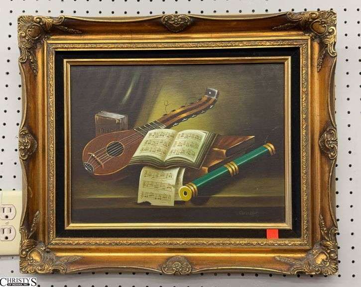 Signed Musical Still Life Painting - 22" x 18" of frame image