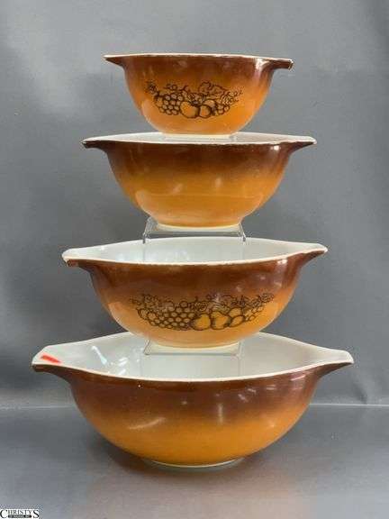 4 Pyrex Old Orchard Cinderella Bowls - 13" of largest image