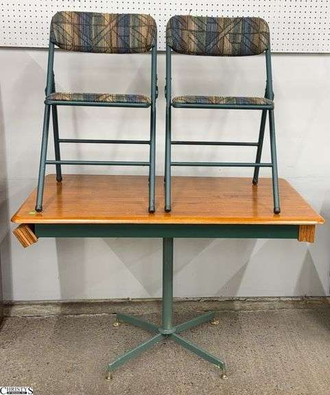 Hand Made Table, With Folding Chairs, Table 48x30x29" image