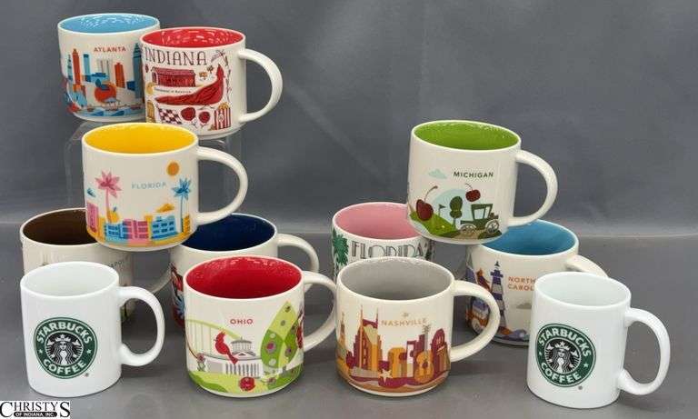 12 Starbucks Coffee Mugs - 3.5" of tallest image