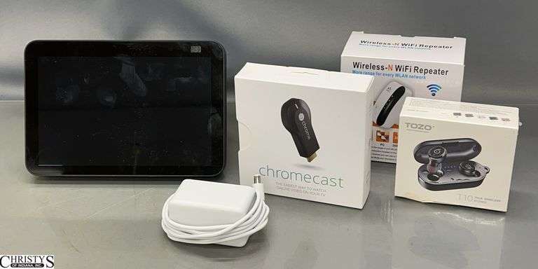 Amazon Echo Show 8, Wireless Wifi Repeater, Tozo Earbuds, Chromecast TV Adapter image