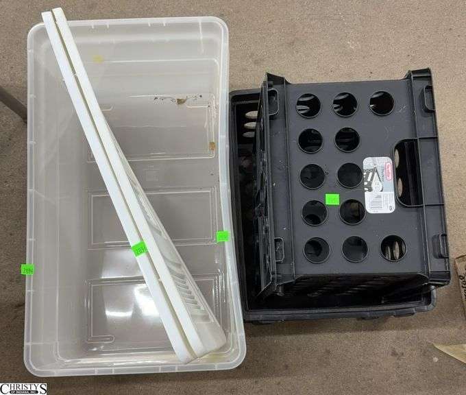 2 Empty 54 Qt Storage Totes, 2 Plastic Bins - image