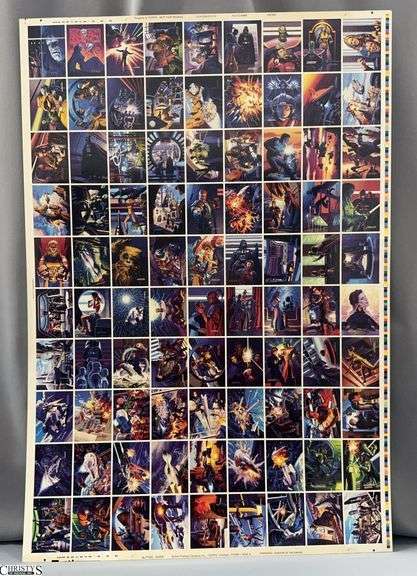 Uncut Sheet of Topps Star Wars Shadow of The Empire Trading Cards, Does have a crease or bend across the top of a few image