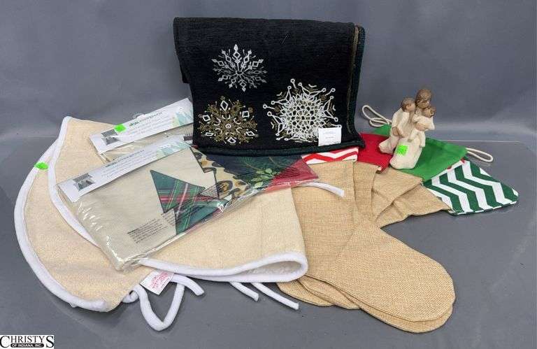 Burlap and Linen Styled Christmas Pillow Covers, Tree Skirt, Table Runner, Willow Tree Figurine - 5" image