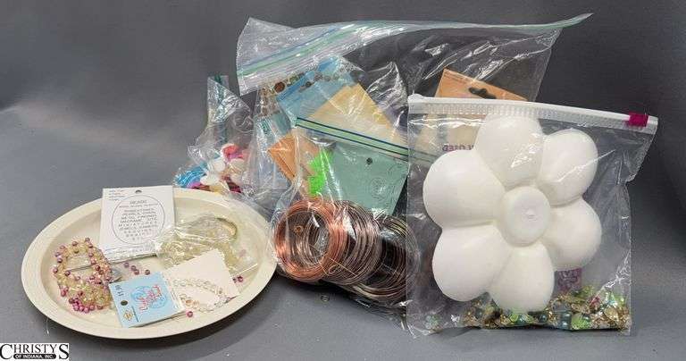 Ruby Glass and Other Loose Beads and Stones. Jewelry Wires, Organizing Trays image