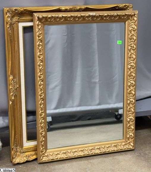 Ornate Gold Tone Wall Mirror and Open Frame - 27" x 31" of open frame - holds 20" x 24" canvas image