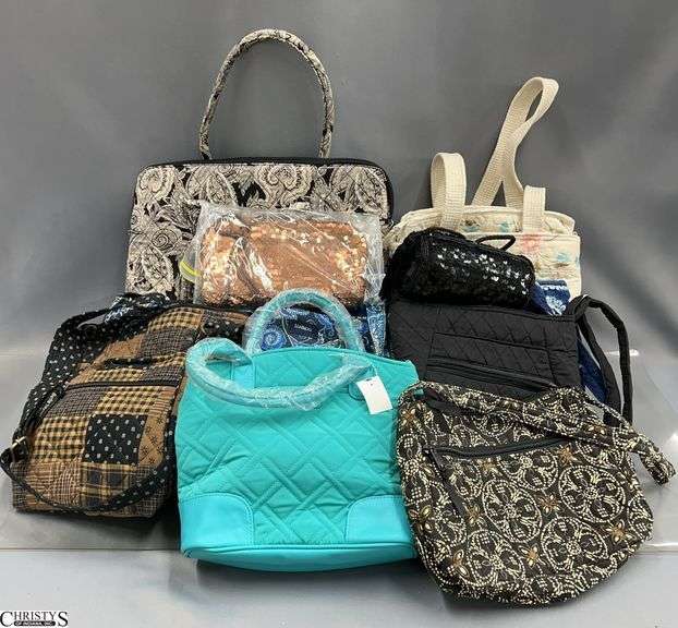 9 Ladies Handbags - Vera Bradley, Donna Sharp, Giani Bernini, and Others - 16" x 14" of largest image