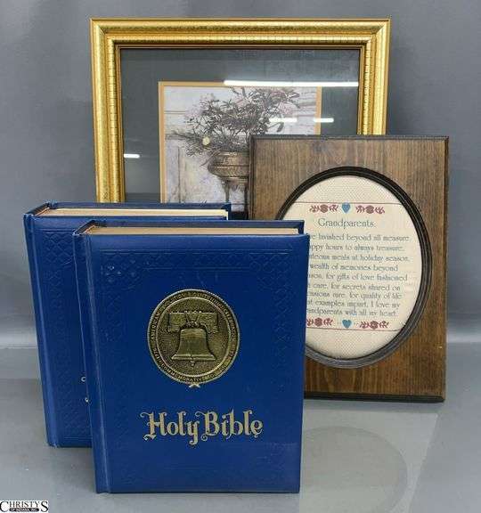 2 Bibles, Framed Print and Quote - 16.5" x 20.5" of largest frame image