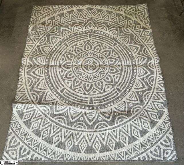 Large Outdoor Patio Rug - Shows wear and staining - 93" x 120" image