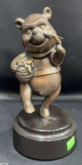 Heavy Winnie The Pooh Bronze Statue Approx. 9" Tall image