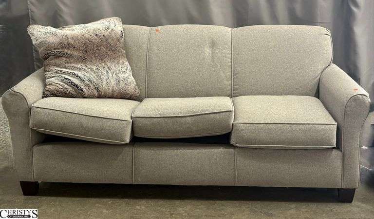 Traditional Style 3 Cushion Sofa - 80" x 34" x 35" - 19" seat - would benefit from a cleaning image