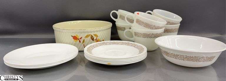 Corelle Bowl, Cups, Saucers, Hall's Jewel Tea Bowl - 8" of largest image