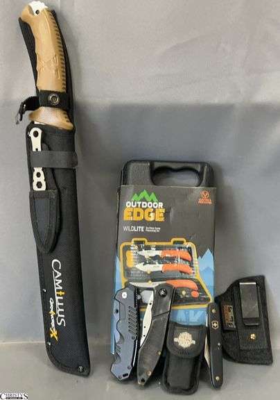 Camillus Carnivore X, Outdoor Edge, Swiss Army Knives - 6pcs - Some unmarked - 18" of largest image