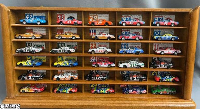 30 pcs Nascar Collectible Matchbox Size Cars In Display Case, Overall 23.5x13" image