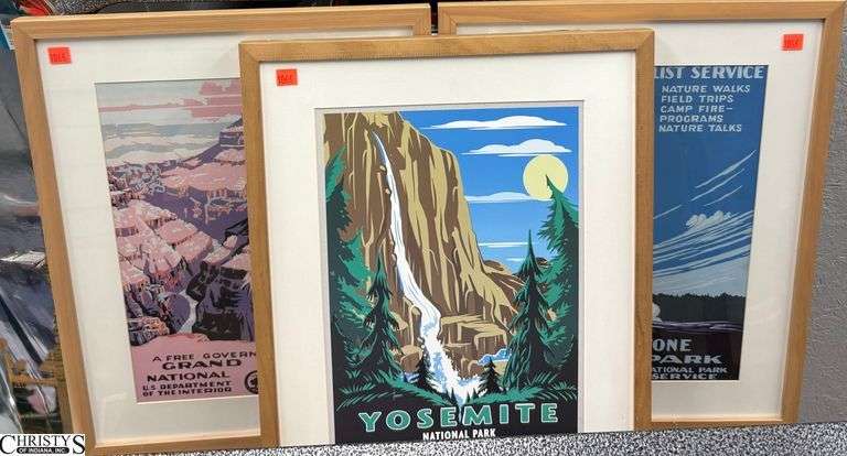 3 Framed National Park Prints - 16" x 20" of each frame image