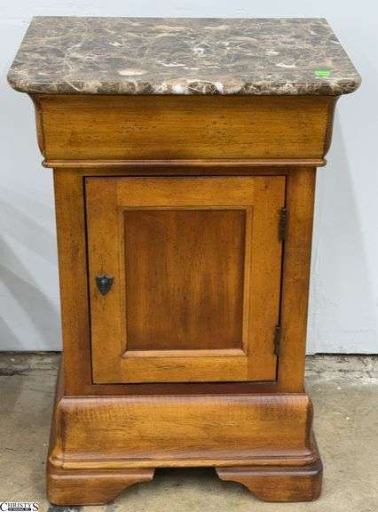 Fixed Marble Top Night Stand, Single Door and Drawer 20x16x29" image