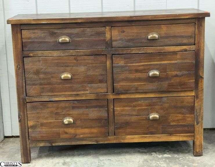 Reclaimed Style 6 Drawer Dresser - 42" x 15" x 32" image