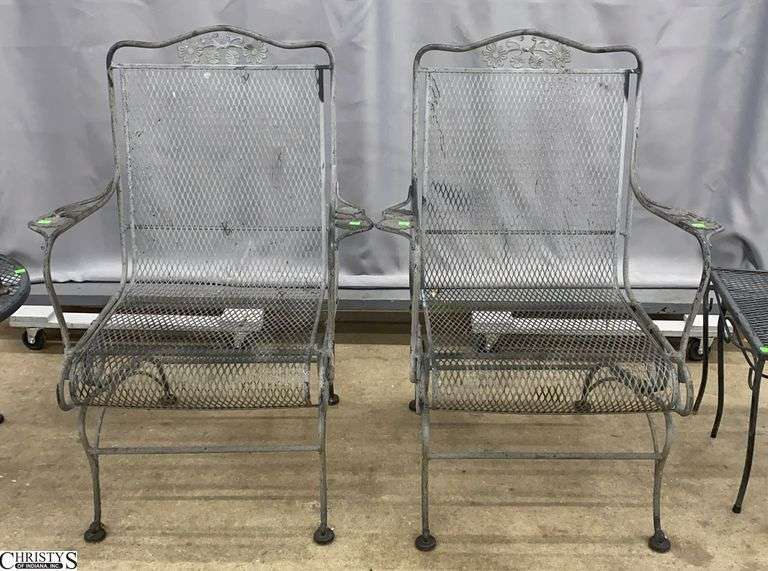Pair Woodard Briarwood Wrought Iron Spring Chairs - 27" x  38" - 16" seat of each image