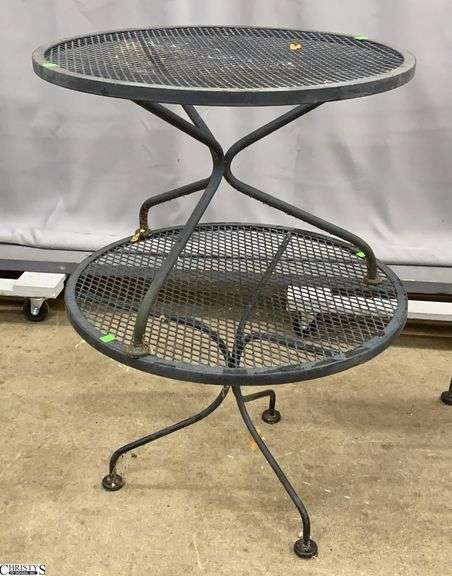 2 Round Metal Small Patio Side Tables - 24" x 16" of each image