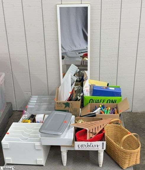 Skid of Office Supplies - Pens, Folders, Organizers, Colored Pencils, Misc - SKID NOT INCLUDED image
