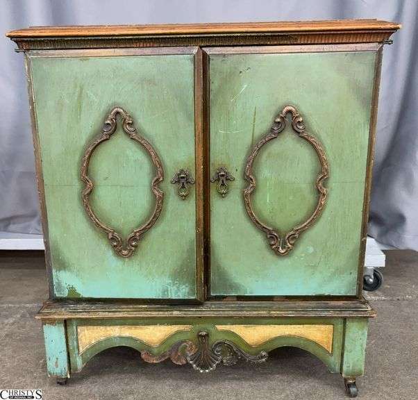 Ornate Small 2 Door Cabinet - 26" x 16" x 28" - some finish wear image