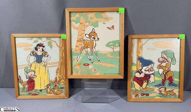 3 Framed 8x10 Walt Disney Production Prints- Snow White and the Seven Dwarfs and Bambi Theme image