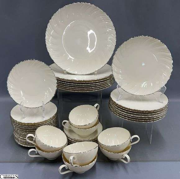 Lenox "Weatherly" Silver Rimmed China - 10" of dinner plate - approx 40pcs - some chipping image