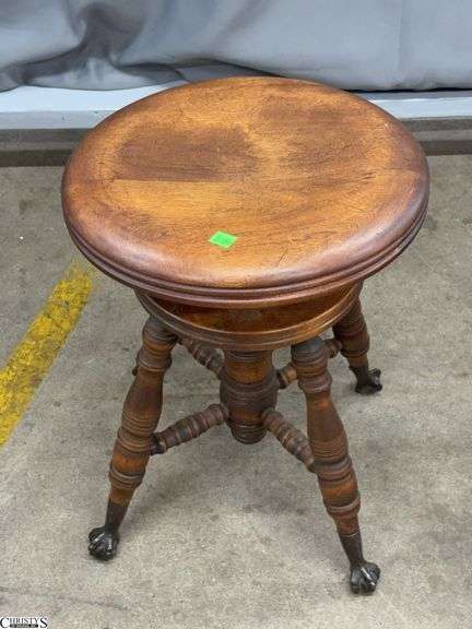 Claw & Ball Glass Foot Piano Stool - 14" x 19" image