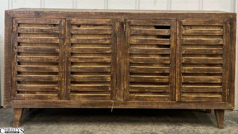 Decorator Slat Style 4 Door Console Cabinet - 74" x 18" x 38" image