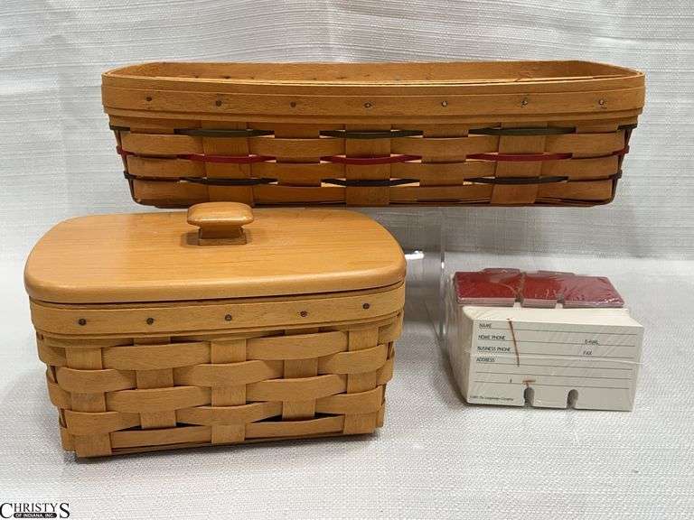 1999 Longaberger Address Basket with Lid and Extra Address Cards and a 1997 Bread Basket image